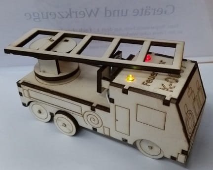 Laser Cut Fire Engine 3D Puzzle Wood Model