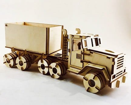 Laser Cut Truck With Trailer Toy 3D Puzzle