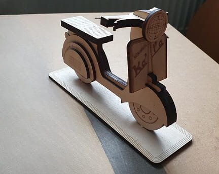 Laser Cut Vespa Scooter Tabletop Decor Stand
