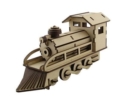 Laser Cut Steam Train Engine Toy 3D Wooden Puzzle Kit