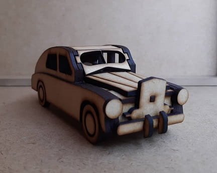 Laser Cut Retro Car 3D Model Puzzle Kit