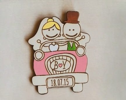 Laser Cut Wooden Wedding Magnet
