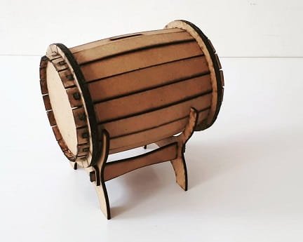 Laser Cut Barrel Shaped Piggy Bank