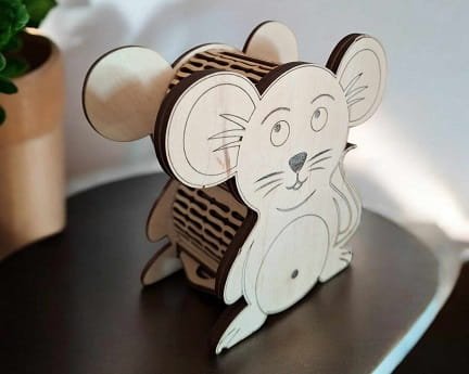 Laser Cut Cute Mouse Piggy Bank