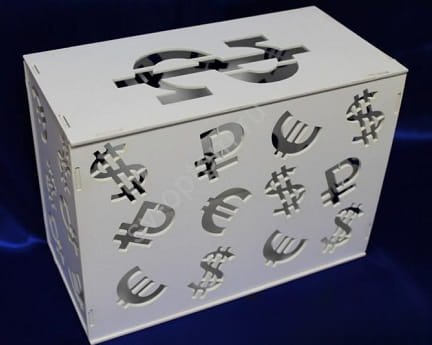 Laser Cut Dollar Sign Piggy Bank Money Box