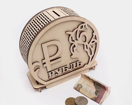 Laser Cut Russian Ruble Coin Money Box
