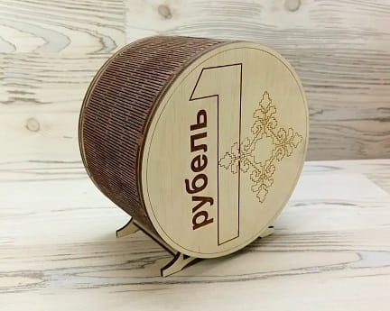 Laser Cut Round Living Hinge Piggy Bank