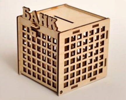 Laser Cut Wooden Bank Money Saving Box