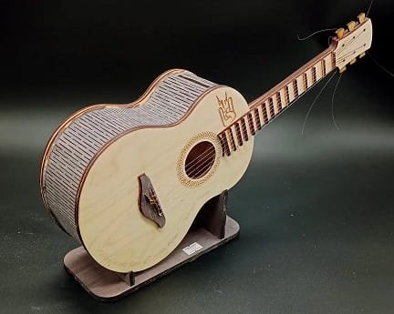 Laser Cut Wooden Guitar Piggy Bank