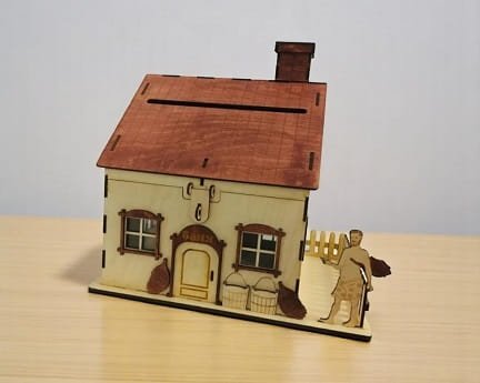 Laser Cut Wooden House Money Box