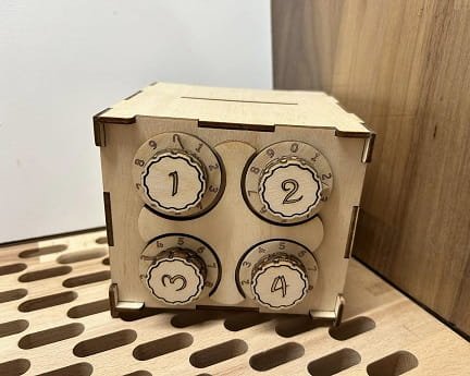 Laser Cut Wooden Money Box Safe with Lock