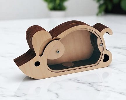 Laser Cut Wooden Mouse Piggy Bank