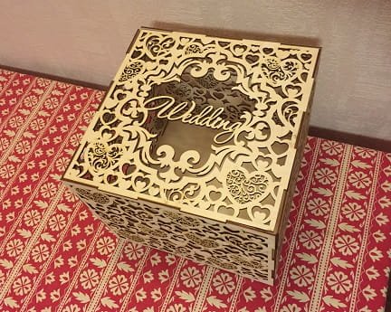 Laser Cut Heart Pattern Decorative Wedding Gift Card Box