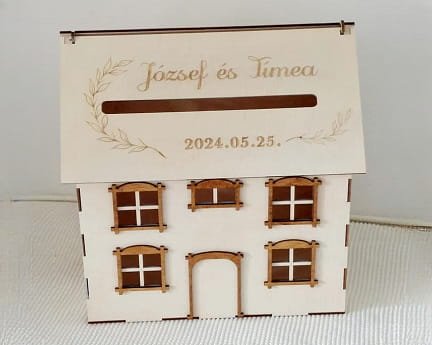 Laser Cut House Shaped Wishing Well Money Gift Card Box