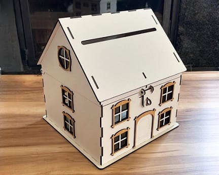 Laser Cut House Wedding Fund Money Box