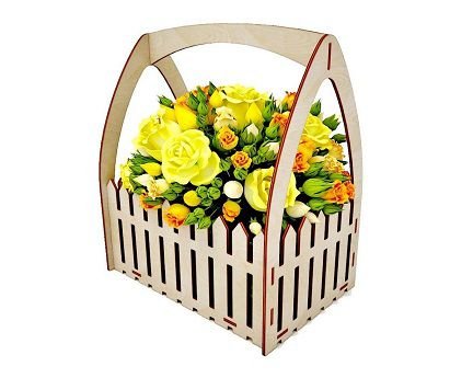 Laser Cut Picket Fence Flower Basket