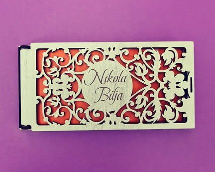 Laser Cut Wooden Wedding Money Envelope