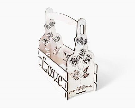 Laser Cut Love Flower Basket with Handle