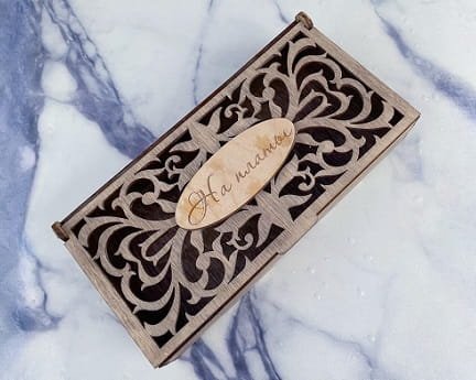 Laser Cut Decorative Wooden Box with Hinged Lid