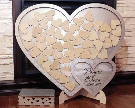 Laser Cut Heart Shaped Wedding Guest Book Drop Box
