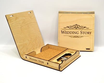 Laser Cut Wedding Photo Album and Flash Drive Box