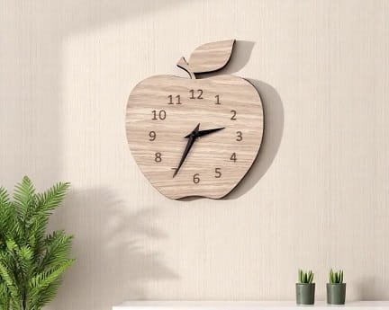 Laser Cut Apple Shaped Wall Clock