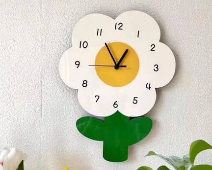 Laser Cut Creative Flower Art Wall Clock