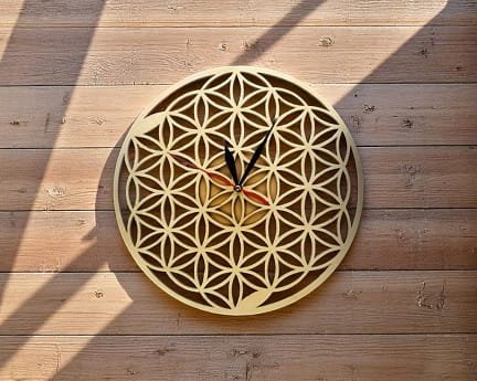 Laser Cut Flower of Life Wall Clock