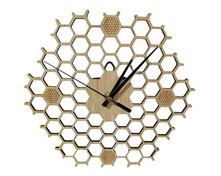 Laser Cut Honeycomb Structure Clock Wall Decoration