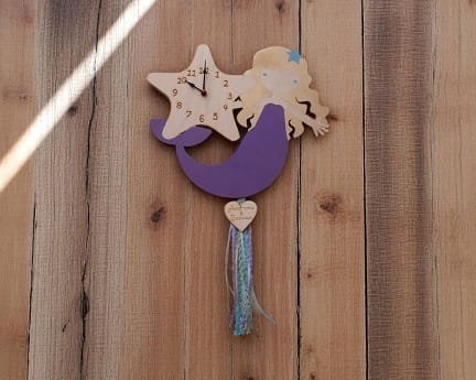 Laser Cut Mermaid Wooden Wall Clock