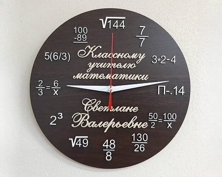 Laser Cut Wall Clock Gift for Math Teacher
