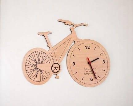 Laser Cut Wooden Bicycle Wall Clock