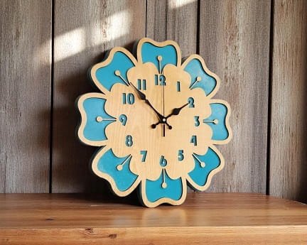 Laser Cut Wooden Flower Wall Clock