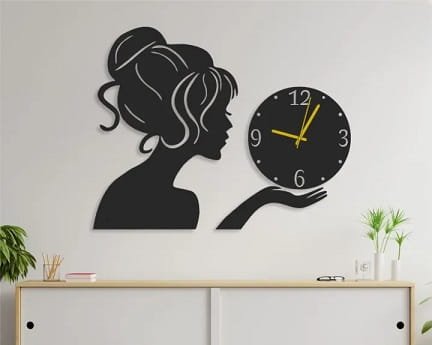 Laser Cut Fashion Girl Mirror Acrylic Wall Clock