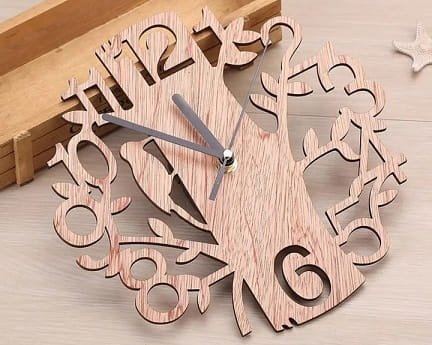 Laser Cut Woodpecker on Tree Wall Clock