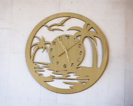 Laser Cut Wooden Beach Wall Clock