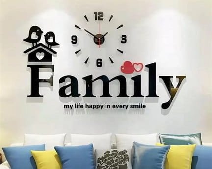 Laser Cut Family Wall Clock Creative Design