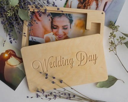 Laser Cut Wedding Photo Box with USB Flash Drive Option