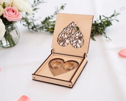Laser Cut Wooden Wedding Ring Box