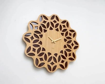 Laser Cut Unique Floral Wooden Wall Clock