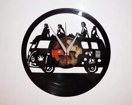 Laser Cut Camper Van Vinyl Record Wall Clock