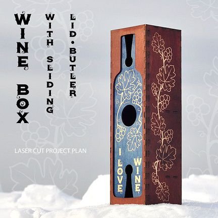 Laser Cut Wine Bottle Box With Sliding Lid