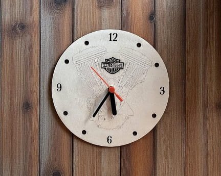 Laser Cut Wooden Harley Davidson Wall Clock
