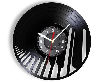 Laser Cut Piano Keys Vinyl Record Wall Clock