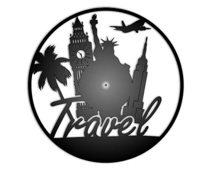 Laser Cut World Travel Theme Vinyl Record Wall Clock