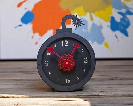 Laser Cut Bomb Shape Table Clock