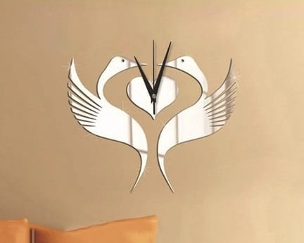 Laser Cut Swan Heart Wall Clock