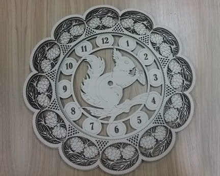Laser Cut Decorative Squirrel Wall Clock
