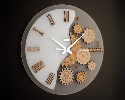 Laser Cut Gear Design Wall Clock