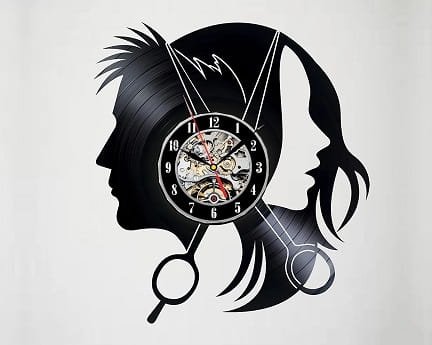 Laser Cut Hair Salon Vinyl Record Wall Clock